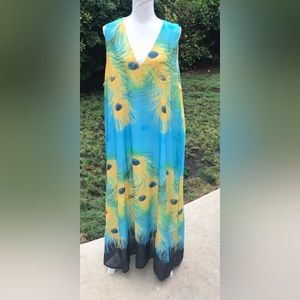 Summer Long Dress Peacock theme